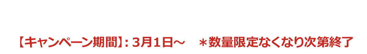 J-01ノベルティーキャンペーン　【キャンペーン期間】：３月１日～　＊数量限定なくなり次第終了